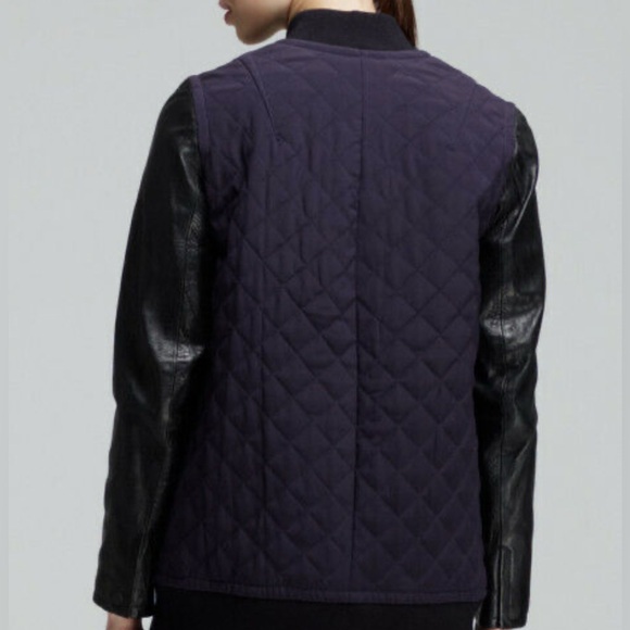 Rag & Bone eggplant pacific silk quilted jacket with leather size XS - Picture 2 of 10